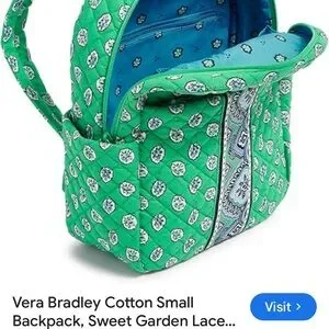 Small Backpack Sweet Garden Blue NWT NEW Vera Bradley SWEET GARDEN BLUE Campus Backpack - School  main image 3